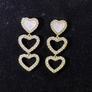 Gold Heart Drop mother of pearl Earrings